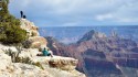Tourists take photos from the North Rim of the Grand Canyon 