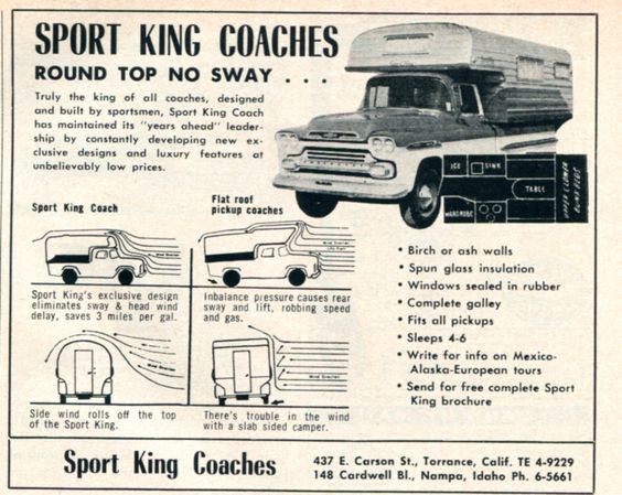 Cintage advertisment for the Sport King Camper