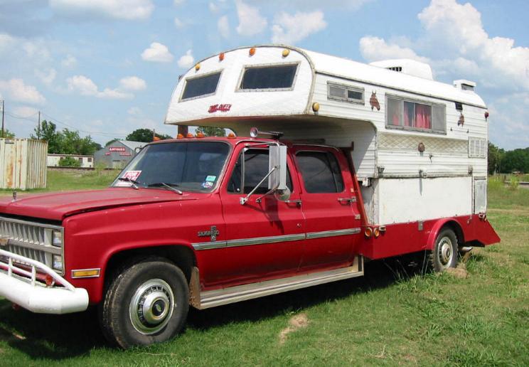 Travel Queen Camper Red Chevrolet Silverado
